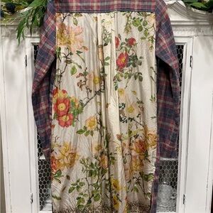 Floral and Plaid Long Sleeve Dress